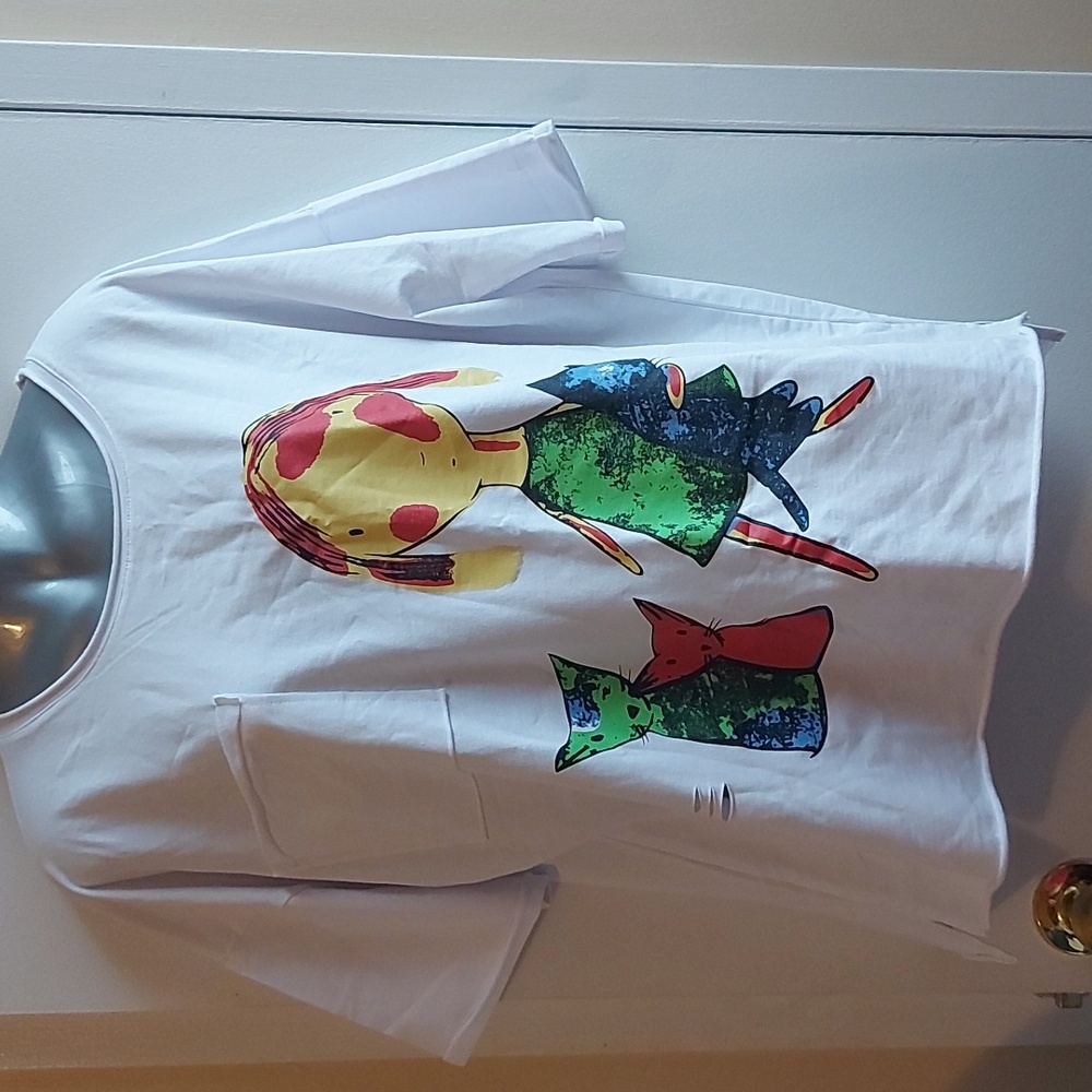 NWOT Girl with Cats 100% Cotton Tee Shirt